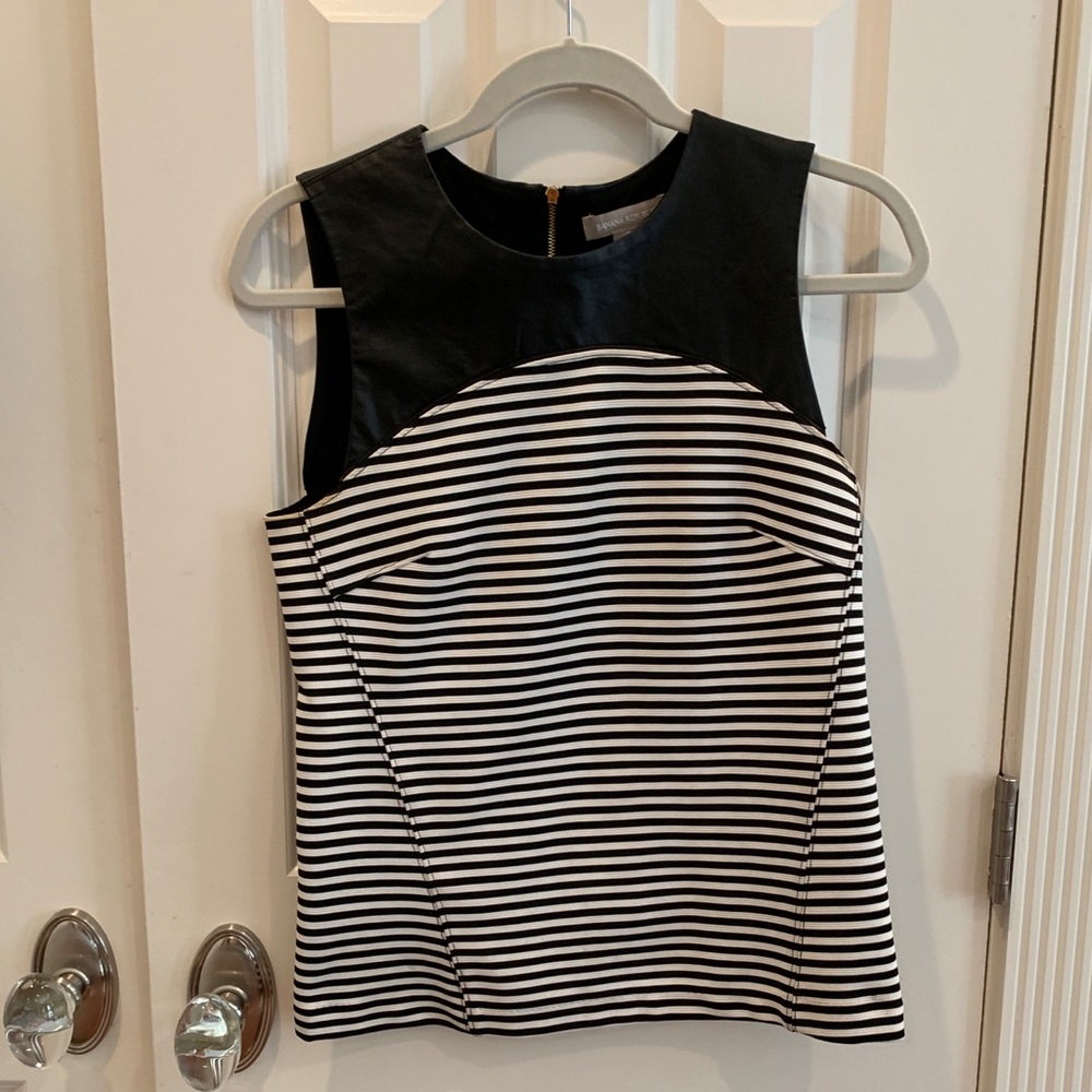 Banana Republic fitted top stripes /faux leather